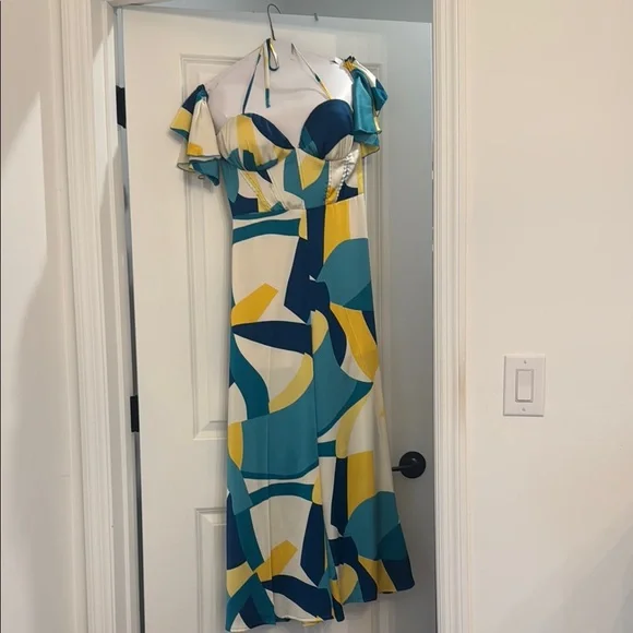 NWOT Multicolor Abstract Print Jumpsuit. Fun & Flirty!! - Picture 4 of 12